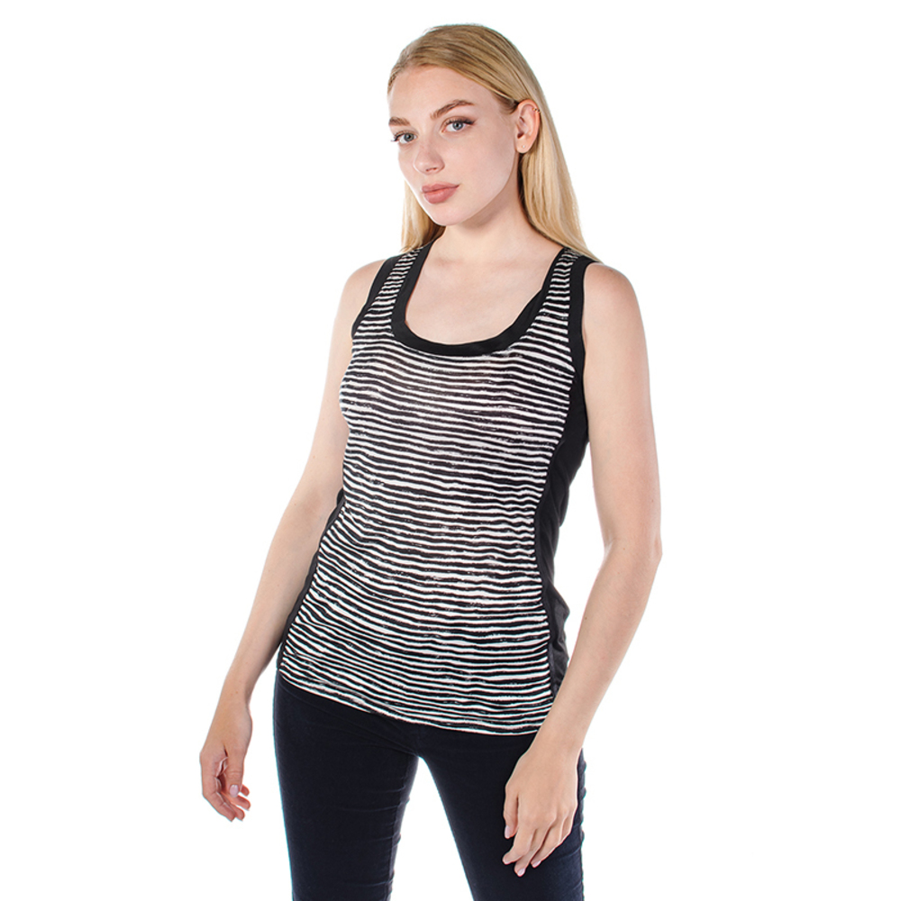 PHI BLACK & WHITE SLEEVELESS T-SHIRT | WOMENS SIZE M